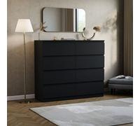 Lassic Vida Designs Denver Black 8 Drawer Chest (H)955mm (W)1200mm (D)400mm
