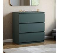 Lassic Vida Designs Denver Green 3 Drawer Chest Of Drawers (H) 770mm (W) 700mm (D) 400mm