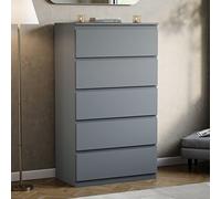 Lassic Vida Designs Denver Grey 5 Drawer Chest (H)1120mm (W)700mm (D)400mm