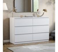 Lassic Vida Designs Denver White 6 Drawer Chest (H)770mm (W)1200mm (D)400mm
