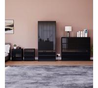 Lassic Vida Designs Glinton 4 Piece Black Fsc Bedroom Set - (8 Drawer Chest, 2 Door Wardrobe, 2 Drawer Bedside Chest X2)