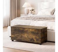 Lassic Vida Designs Leon Ottoman Storage Bench Seat Lift-Up Blanket Box Toy Chest Trunk For Bedroom Hallway Living Room, Rustic Brown