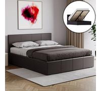 Lassic Vida Designs Lisbon King Size Ottoman Faux Leather Bed, Brown & Gel Memory Foam Pocket Spring Mattress, King
