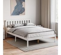Lassic Vida Designs Milan Double Wooden Bed, Low Foot, White & Gel Memory Foam Pocket Spring Mattress, Double