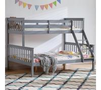 Lassic Vida Designs Milan Grey Triple Sleeper Bunk Bed & Matching Mattresses, Single & Double