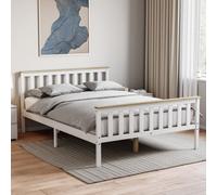 Lassic Vida Designs Milan White & Pine 4Ft6 Double Wooden Bed Frame - High Foot End