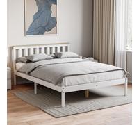 Lassic Vida Designs Milan White & Pine 4Ft6 Double Wooden Bed Frame - Low Foot End