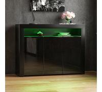 Lassic Vida Designs Nova Black 3 Door Led Sideboard Storage Cabinet Cupboard