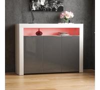 Lassic Vida Designs Nova White & Grey 3 Door Led Sideboard Storage Cabinet Cupboard