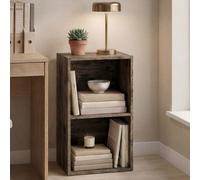 Lassic Vida Designs Oxford 2 Tier Cube Wooden Bookcase Display Storage Unit For Living Room, Dark Wood