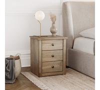 Lassic Vida Designs Panama 3 Drawer Bedside Chest Solid Pine (H)570mm (W)466mm (D)405mm