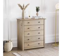 Lassic Vida Designs Panama 5 Drawer Chest Solid Pine (H)890mm (W)800mm (D)410mm