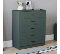 Lassic Vida Designs Riano Green 5 Drawer Chest Of Drawers (H) 900mm X (W) 750mm X (D) 360mm