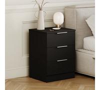 Lassic Vida Designs Trega Black 3 Drawer Bedside Chest Ideal For Bedroom & Guest Room, (H) 500 X (W) 390 X (D) 280 mm