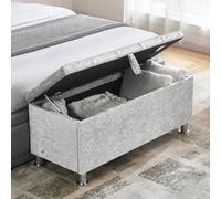 Lassic Vida Designs Valencia Storage Ottoman Crushed Velvet Silver Storage Ukfr Bench Chest Bedroom Living Room