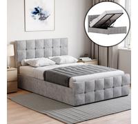 Lassic Vida Designs Valentina Double Ottoman Bed, Crushed Velvet Silver & Gel Memory Foam Pocket Spring Mattress, Double