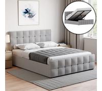 Lassic Vida Designs Valentina King Size Ottoman Bed, Light Grey Linen & Gel Memory Foam Pocket Spring Mattress, King