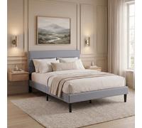 Lassic Vida Designs Vandura Double Linen Fabric Upholstered Bed Frame Ottoman Storage With Mattress 144 Cm, Light Grey