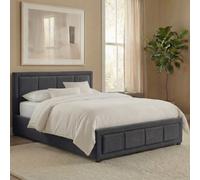 Lassic Vida Designs Vanita 3Ft Single Ottoman Storage Bed With Gas Lift Upholstered Fabric Bed Frame With Padded Headboard, Dark Grey