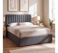 Lassic Vida Designs Vellaro Double Ottoman Storage Bed Frame With Mattress 135 Cm Bedroom Upholstered Fabric Bed Frame Linen, Dark Grey