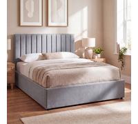 Lassic Vida Designs Vellaro King Ottoman Storage Bed Frame Linen Fabric 150 Cm Bedroom Upholstered Fabric Bed Frame, Light Grey