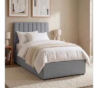 Lassic Vida Designs Vellaro Single Ottoman Storage Bed Frame Linen Fabric 100 Cm Bedroom Upholstered Fabric Bed Frame, Light Grey