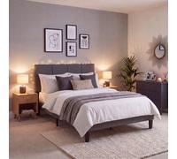 Lassic Vida Designs Velmora Double Ottoman Storage Linen Bed Frame 144 Cm Cushioned Headboard, Dark Grey