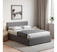 Lassic Vida Designs Veronica Double Ottoman Bed, Dark Grey Linen & Gel Memory Foam Pocket Spring Mattress, Double