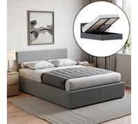 Lassic Vida Designs Veronica Double Ottoman Bed, Light Grey Linen & Gel Memory Foam Pocket Spring Mattress, Double