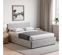 Lassic Vida Designs Veronica Double Ottoman Bed, Silver Velvet & Gel Memory Foam Pocket Spring Mattress, Double