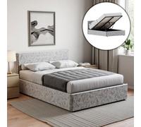 Lassic Vida Designs Veronica Silver Velvet Ukfr 4Ft6 Double Ottoman Bed Frame, 190 X 135Cm