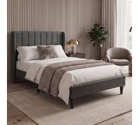 Lassic Vida Designs Vianna Double Linen Fabric Bed Frame Ottoman Storage With Mattress Headboard 145 Cm, Dark Grey