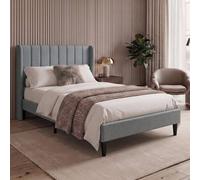 Lassic Vida Designs Vianna Double Linen Fabric Bed Frame Ottoman Storage With Mattress Headboard 145 Cm, Light Grey