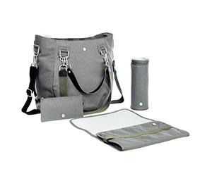 Lassig Green Label Mix 'n Match Diaper Bag Shoulder Bag Handbag Tote-Bag includes Matching Insulated Bottle Holder, wipeable Changing Mat, Stroller Hooks and lots of compartments, has different Colored Straps to Change Length of Bag, Anthracite