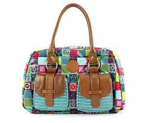 Lassig Vintage Metro Style Diaper Bag Shoulder Bag Handbag Tote-Bag includes Matching Insulated Bottle Holder, wipeable Changing Mat, Stroller Hooks and lots of compartments for Changing your baby, Flower Quilt