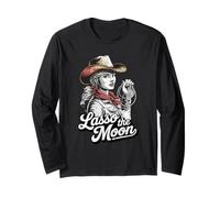 Lasso The Moon Western Cowgirl Holding Rope Long Sleeve T-Shirt