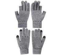 LassZone 2 Pairs Women Winter Touch Screen Gloves Warm Knitted Fingerless and Full Finger Gloves Thick Fleece Liner Thermal Mittens for Driving Cycling Running Driving Camping