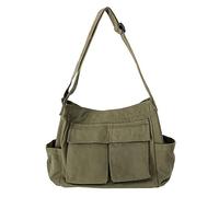 LassZone Canvas Messenger Bag for Women Men, Large Hobo Crossbody Bags Soft Denim Shoulder Handbag with Multiple Pockets Adjustable Strap for Travel Work School