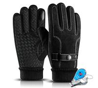 LassZone Mens Winter Gloves Thick Fleece Lined Leather Gloves Windproof Touchscreen Glove Cold-Resistant Thermal Mittens for Running Driving Cycling Hiking