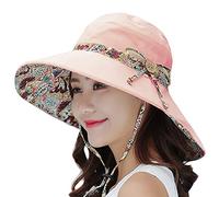 LassZone UV Protection Cotton Sun Hats Summer UPF 50+ Sun Shade Flap Cover Cap with Neck Cover Cord for Womens Girls Pink