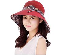 LassZone UV Protection Cotton Sun Hats Summer UPF 50+ Sun Shade Flap Cover Cap with Neck Cover Cord for Womens Girls Red