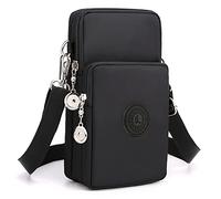 LassZone Women Crossbody Phone Bag Waterproof Nylon Cellphone Purse Wallet Mini Crossbody Bags Lightweight Shoulder Handbags with 3 Zipper Pockets