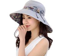 LassZone Women Sun Protection Cotton Hats Summer UPF 50+ Sun Shade Flap Cover Cap with Neck Cover Cord for Womens Girls Grey