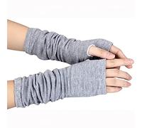 LassZone Women's Elbow Length Knitted Arm Warmers Long Sleeve Thin Fingerless Gloves Thumb Hole Wrist Warmers Winter Mittens