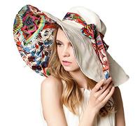 LassZone Women's Reversible Sun Hat Foldable UV Protection Cotton Sunhats Summer Beach Bucket Cap Ladies Wide Brim Hats UPF 50+ Sun Shade Beige