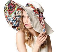 LassZone Women's Reversible Sun Hat - Foldable UV Protection Summer Beach Cap With Wide Brim for Fishing - UPF 50+, Beige, One Size