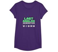 Last Analog Generation Retro Tech Nostalgia T-Shirt, Girls, Purple, Large