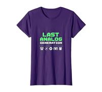 Last Analog Generation Retro Tech Nostalgia T-Shirt, Women, Purple, X-Large
