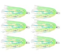 LAST CAST TACKLE Silicone Holo Teaser - 6 Pack - 5 Colors to Choose from (Green/Yellow)