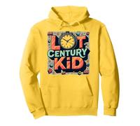 Last Century Kid 1900s Retro Nostalgia Clock Stars Vintage Pullover Hoodie, Adult Unisex, Lemon, M